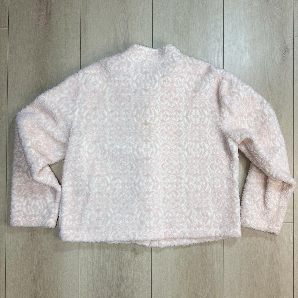 Vintage Coldwater Creek‎ Pink Fleece Button Jacket L Floral Print USA Made - Picture 5 of 7